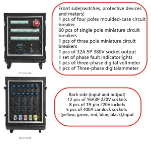60 Channel Portable Wheeled Stage Power Distribution Unit, 400A Camlock Industrial Power Box With 32A 5P Three-phase Reserved Output thumbnail-5