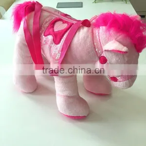 Wholesale Colorful Plush Stuffed Horse Toy Bag With Fancy Bridle and Saddle for Girl Gift thumbnail-1