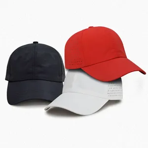 Custom Made Hat OEM Service Laser Perforated Breathable Blank Running Curved Visor Cap thumbnail-4