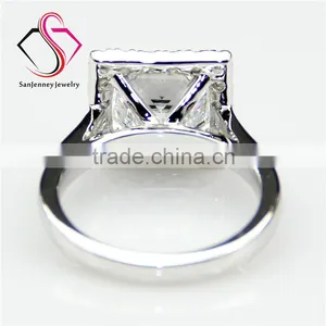 Princess Cut Moissanite Sqaure Halo 3 Carat 8mm Center 14k 18k White Yellow Gold Platinum Diamond Engagement Ring thumbnail-2