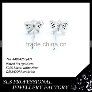 Authentic 925 Sterling Silver Angel Bowknot Design Stud Earring 925 Latest Kids Earrings in School Wear Fashion thumbnail-2