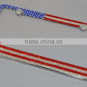 2015 USA Flag Bling Rhinestone License Plate Frame Car Decoration thumbnail-3