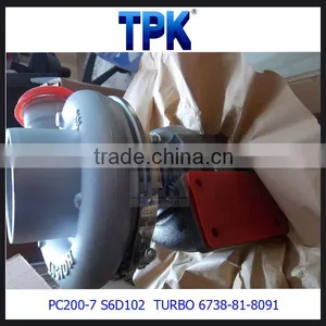 S6D102 TURBOCHARGER 6738-81-8091 PC200-7 PC200LC-7 PC228US Engine Parts thumbnail-1