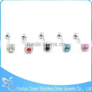 Fashionable Design Medical Steel Epoxy Mutil Crystal Ball Sparkle Tongue Ring thumbnail-4