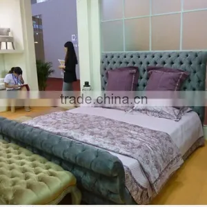 Luxury Velvet Fabric Bedroom Set Lasted Bed Design thumbnail-2