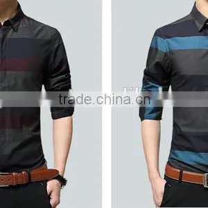 Male Work Tops Office Male Tops Printed Man Long/short Shirts thumbnail-4
