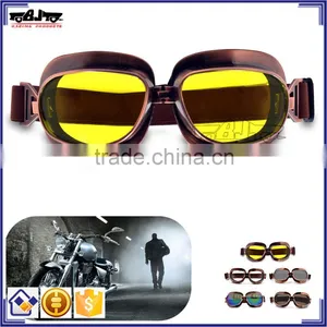 BJ-GT-013 Fashionable Popular Copper Yellow Lens Motorcycle Googles Glasses for Harley thumbnail-1