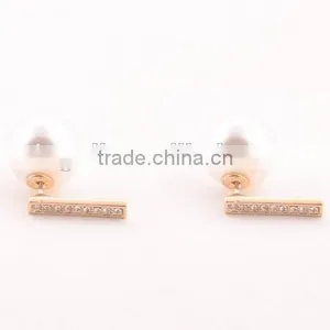 2015fashion Rhinestone Bar With Pearl Women's Back and Front Earring thumbnail-2