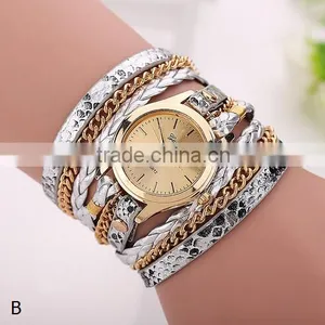 Top Selling Women's Leopard 1" Wrap Braided Leather Bracelet Watch/ Quality Choice thumbnail-2