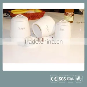 Set of 3 Simple Design White Ceramic Jar thumbnail-1