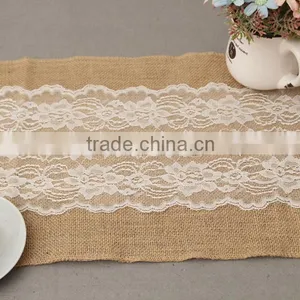 30*275cm Extra Large Burlap Tablecloth With Lace,Jute Burlap Trimming For Decoration thumbnail-3