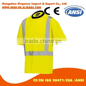 Hi-vis Safety Orange Long Sleeve Shirts Ansi Short Sleeves Reflective Safety T-shirt thumbnail-1