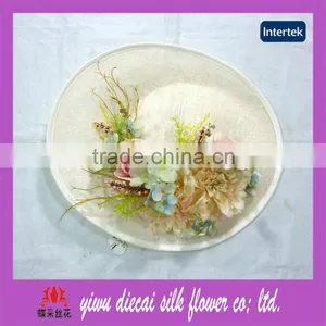 2016 Domestic Popular Artificial Flower Decorated Sinamay Flat Hat thumbnail-1
