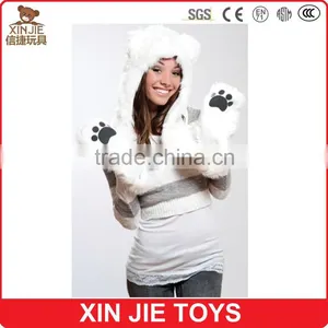Animal Plush Head Hat With Long Scarf Gloves Paws thumbnail-1
