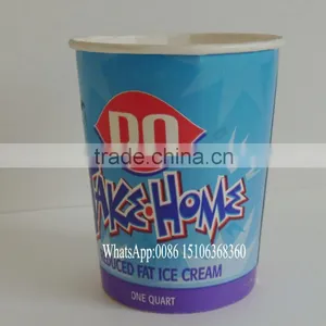 550ml Paper Ice Cream/dessert/Yogurt Container, Cup With Flat Lid,Spoon,Wooden Stick thumbnail-1