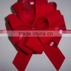 HOT SALE! Red Velvet 4.5" Pom Pom Pull Bow for Holiday Decorations thumbnail-1