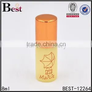 8ml Yellow Small Glass Roll on Tube Perfume Bottle Stainless Steel Roller Ball Aluminum Cap thumbnail-2