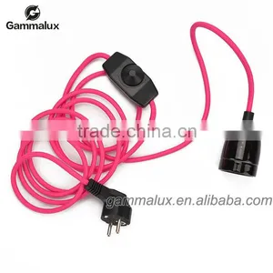 Pink Textile Cable Wire With E27 Ceramic Lamp Holder With Dimmer Switch thumbnail-1