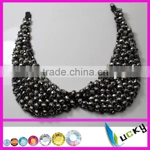 Factory Directly100% Handmade Patch Rhinstones Beaded Collar Woman Coat Tshirt Necklace Roundles Beads Applique Accessories thumbnail-1