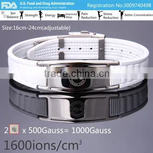 P036 Noproblem New Energy FDA Tourmaline Germanium Fashion Casual Stainless Steel Silicone Bracelet Charm Jewelry thumbnail-4