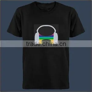 El Sound Sensitive T-shirt Light Up Flashing Equalizer EL LED T-Shirt Men for Rock Disco Party DJ thumbnail-1