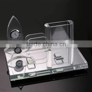 Elegant Crystal Card Holder, Glass Office Set thumbnail-1