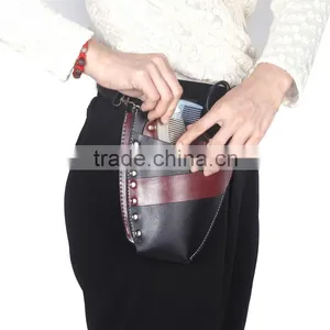 Popular Leather Barber Hairdressing Holster Pouch Scissor Bag Rivet Clips Holder Case With Waist Shoulder Belt thumbnail-1