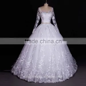 2016 Autumn Full Sleeve Lace Wedding Dress Bridal Dressed High Quality 2016 thumbnail-1
