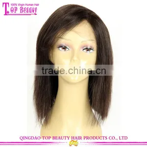 Side Part 8A Virgin Brazilian Hair Wig Silk Top Lace Front Wig Silky Striaght Short Bob 100 Human Hair Front Lace Wig thumbnail-1