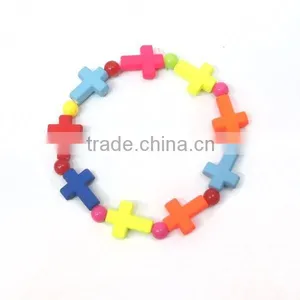 Rubber Cross and Acrylic Bead Bracelet ,16*12mm Cross thumbnail-1