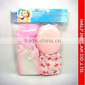 4pcs Bath Set/bath Sponge Belt&plastic Soap Holder&Shower Cap thumbnail-1