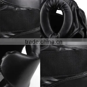Black Head Guard In Leather, Boxing Head Guard Helmet, Head Guard Made In Leather Full Adjustable thumbnail-6