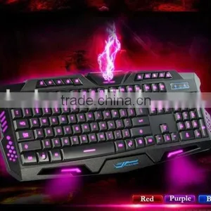 M200 Three Color Backlight Multimedia Ergonomic Gaming Keyboard Blue/Red/Purple thumbnail-3
