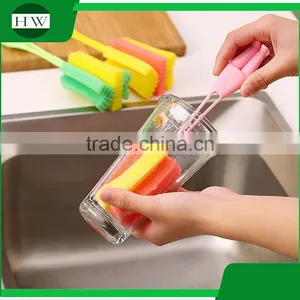Kitchen Person Shape Plastic Stand Sponge Long Handle Hanging Water Cup Bottle Clean Cleaning Brush thumbnail-2