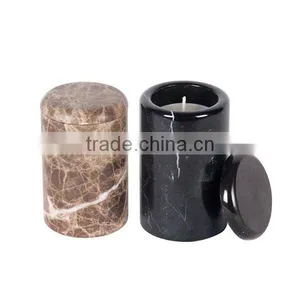 Hign Quality Natural Stone Glossy Marble Candle Jars With Lids for Container Holder Home Decor thumbnail-1