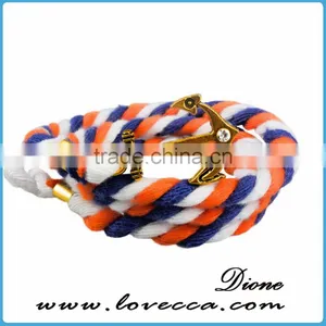 Colorful Handmade Mens Anchor Rope Bracelet Wholesale thumbnail-3