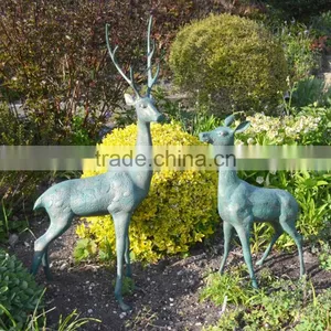 Hot Sale Christmas Home Decor Metal Crafts Bronze Life Size Deer Statues thumbnail-2