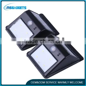 T0c20 4 LED Waterproof Outdoor Solar Motion Sensor Wall Light Light for Patio, Deck, Yard, Garden With Auto On/Off thumbnail-1