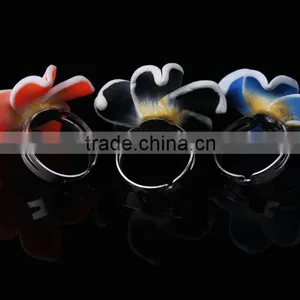 Fashion Jewelry Hawaiian Plumeria Flower Polymer Clay Rings for Women thumbnail-2