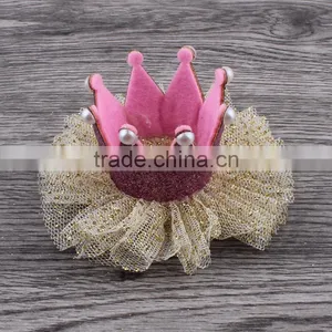 Fabric Lace Flower Crown With Glitter Clip for Kids Hair Accessories thumbnail-4