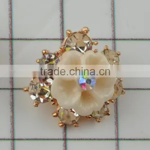 Glass Beaded Rose Flower Silver Rhinestone Button for Shoe Parts thumbnail-1