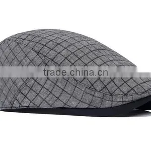 Fashion Custom Grid Fabric Hat Beret Caps Good Quality Men Cap Hat/Cap thumbnail-1