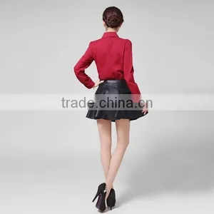New Design Top Fashion Elegant Mini Short Sexy Black Leather Skirt thumbnail-5