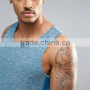 High Quality New Design Summer Cooling Custom Blue Gym Wear Comfortable 100% Polyester Fashion Men Muscle Sport Tank Tops thumbnail-3