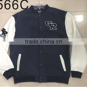 Factory 2015 Mens Custom Plain Varsity Jacket thumbnail-3