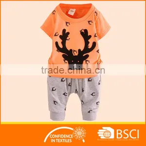2016 Lasest Boy Short Sleeve Printed Sports 2pcs Cloth Set thumbnail-1