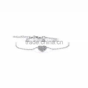 Silver Plated Designer CZ Studded Heart Bracelet thumbnail-1