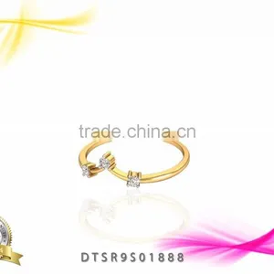 14kt Gold Plated Three Stone CZ Stud Ring thumbnail-1
