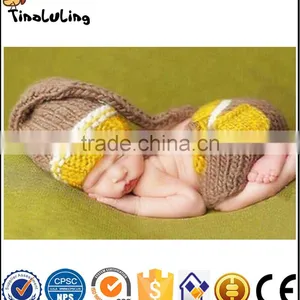 NPT65 Tinaluling 100% Woolen Gray and Yellow 2 Pcs Newborn Photography Props for Baby thumbnail-1
