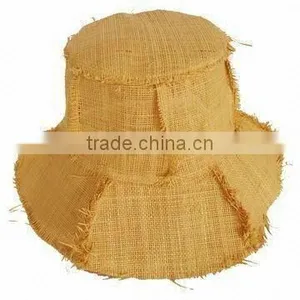 Women's Patch Work Raffia Straw Bucket Hat thumbnail-1